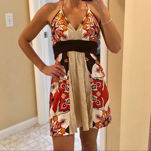 Bebe xs flowy floral summer dress with halter top.